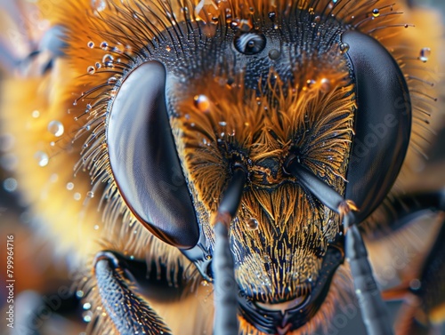 High-magnification view of a bee's sting, detailed structures, macro photography © bvb215