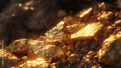 Pure Gold Ore, Natural Mineral Formation. Treasure Mine, Value, Stability Luxury, Money, Riches, Wealth. Risk, Luck, Win, Achievement. Successful Project, Profit, Investment. Discovery, Exploration