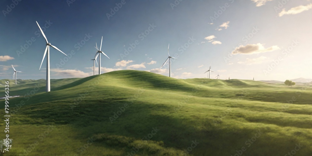 Fototapeta premium wind turbines against a clear blue sky sustainable energy