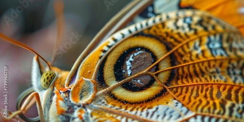 Zoomed-in view of a butterfly's proboscis, high-magnification with intricate details