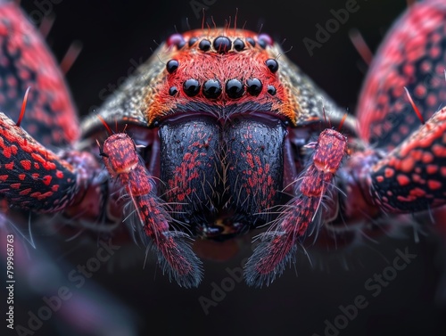 High-magnification of a spider's fang, detailed textures, macro photography