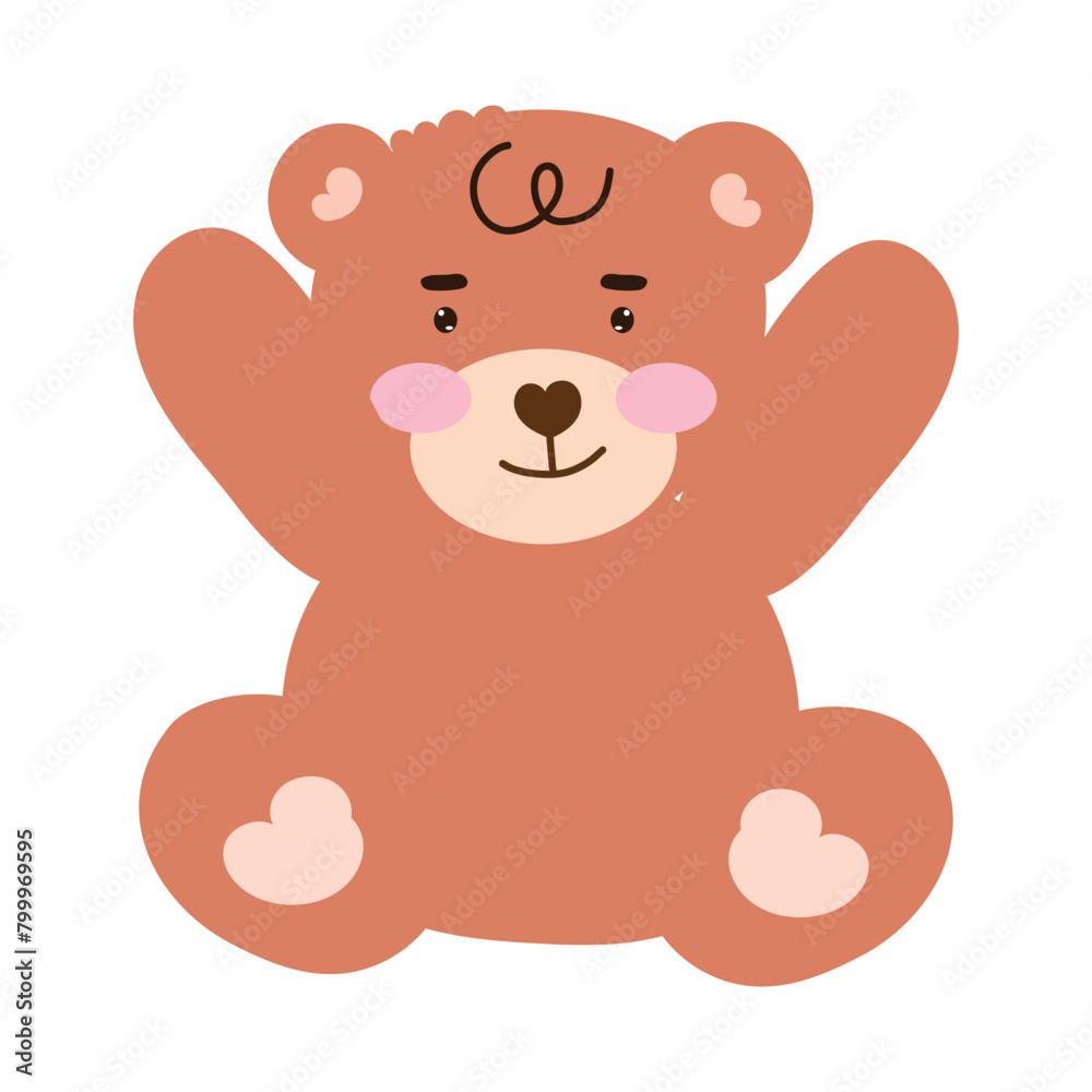 Fototapeta premium cute bear with pink heart for valentine day. heart ballon red color . valentine celebration. character design collection baby bear valentines day Love 