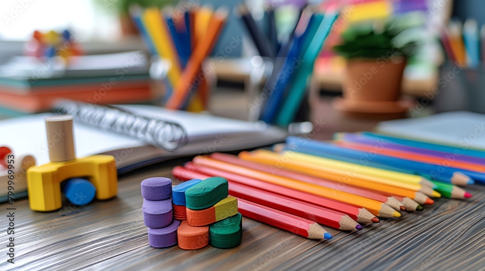 Special education tools on a desk, close-up of tactile learning materials designed for all students Special education tools on a desk, close-up of tactile learning materials designed for all students