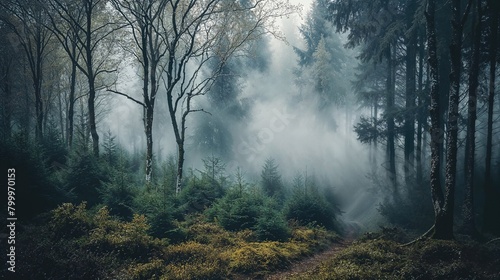 Atmospheric Forest Trail Background. Nature Photography.