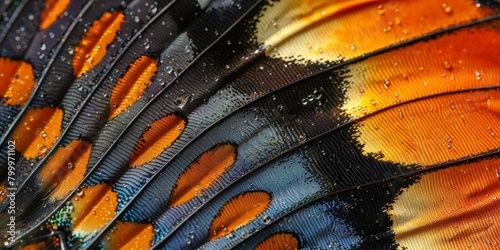 Zoomed-in view of a butterfly s wing  high-magnification with intricate scales