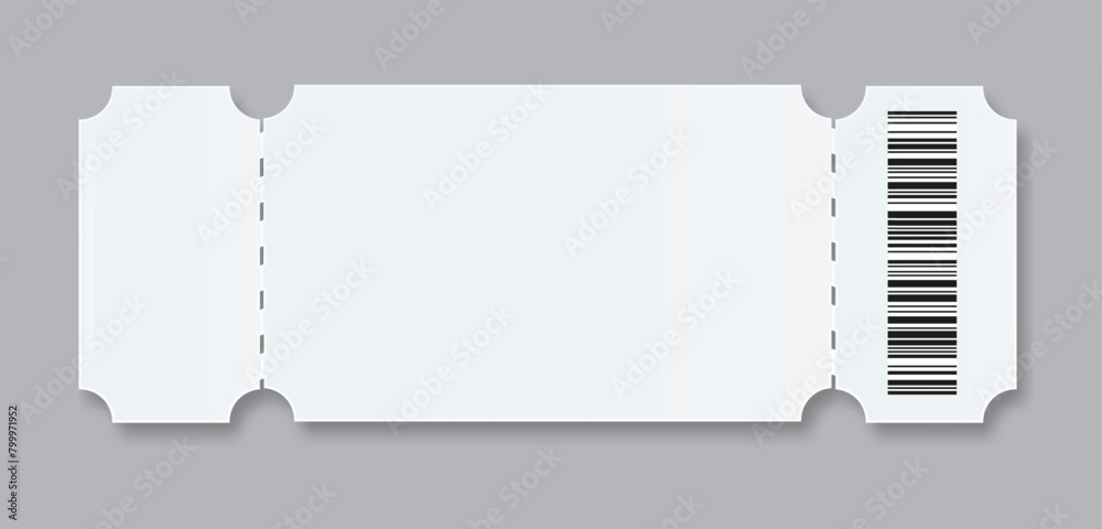 Ticket Empty template. Concert movie theater boarding blank white tickets lottery coupons . Vector illustration Ticket Empty template. Concert movie theater boarding blank white tickets lottery coupons . Vector illustration