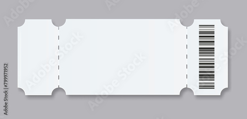 Ticket Empty template. Concert movie theater boarding blank white tickets lottery coupons . Vector illustration