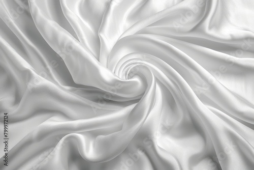 Curve Texture. White Silk Fabric Sheet Background with Rippled Drapery