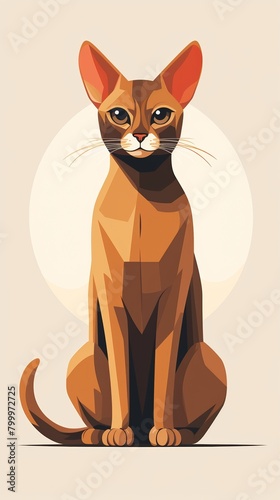 A vector illustration of an Abyssinian cat in a minimalist style. photo