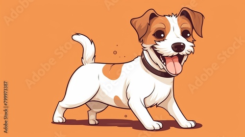 A cartoon illustration of a happy Jack Russell Terrier dog