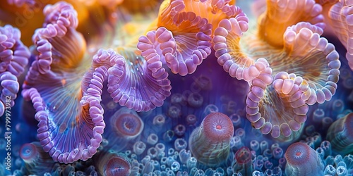 Zoomed-in view of a coral reef  high-magnification with intricate structures