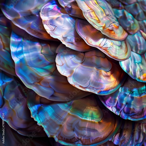 Iridescent Pearl Shells Close-up Texture for Luxury Backgrounds photo