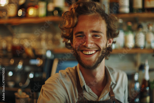 High skilled barman barista person making shaking cocktails coffee drinks in bar Generative AI picture