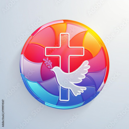 Religious illustration. Holy Cross and Dove © Adrian