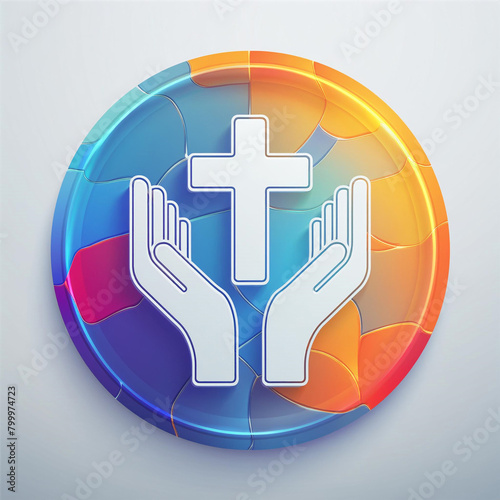 Holy Cross and Prayer Hands Illustration