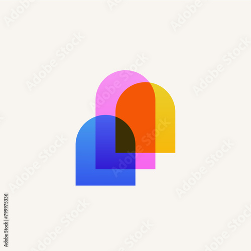 curved niche door window shape colorful logo vector icon illustration