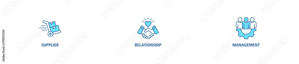 Srm banner web icon set vector illustration concept of supplier relationship management with icon of product, delivery, supply, chain, checklists, cycle, agreement, system, process Srm banner web icon set vector illustration concept of supplier relationship management with icon of product, delivery, supply, chain, checklists, cycle, agreement, system, process