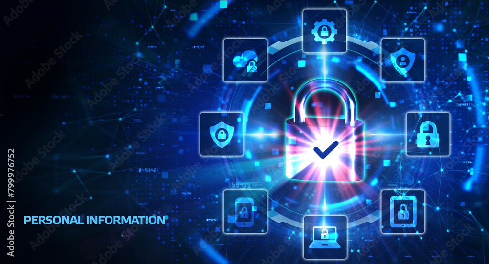Safety concept: Personal Information on digital background. 3d illustration Safety concept: Personal Information on digital background. 3d illustration