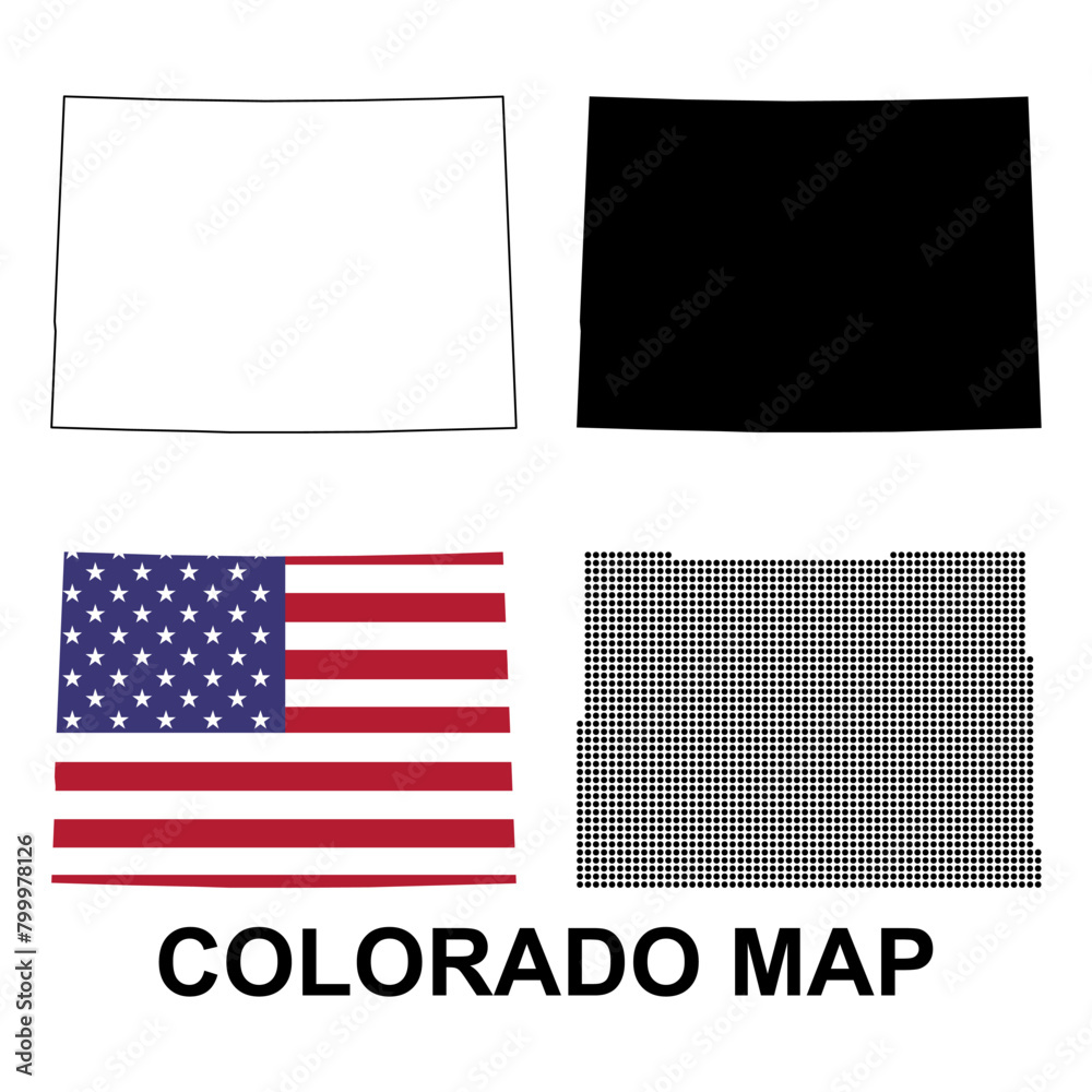 Set of Colorado map, united states of america. Flat concept icon symbol vector illustration Set of Colorado map, united states of america. Flat concept icon symbol vector illustration