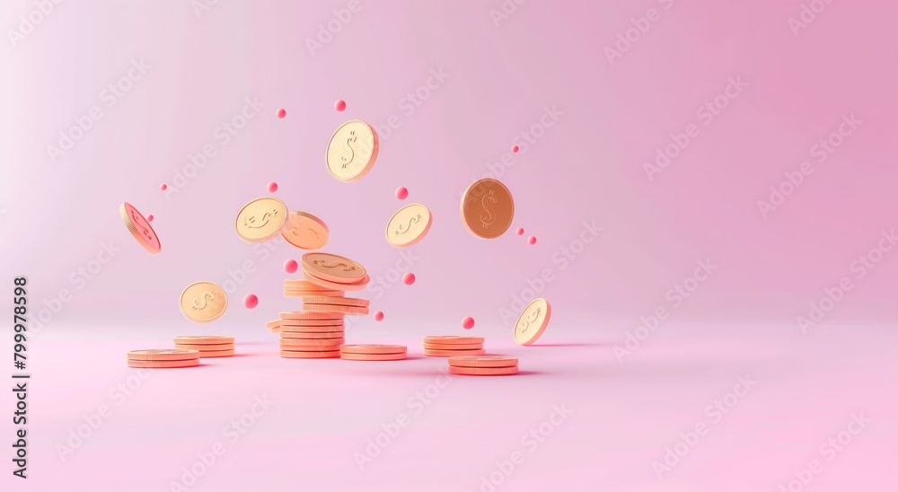 3d illustration A lot of bitcoins Cryptocurrency Gold Bitcoin BTC Bit Coin. Close-up of bitcoin coins, Blockchain technology, bitcoin mining concept.