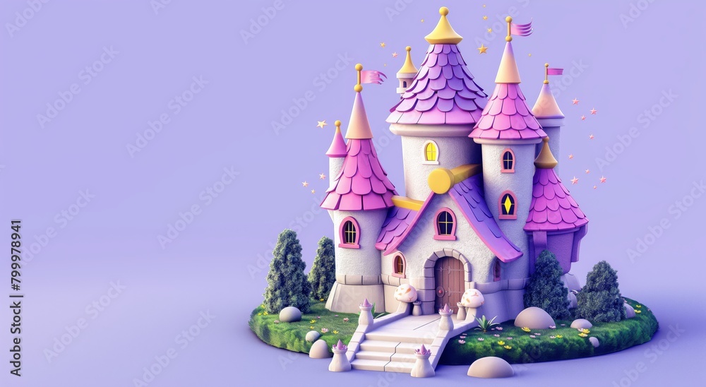 3d cartoon purple castle 3d cartoon purple castle
