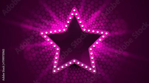 Light star frame label, event bar casino, show signboard. Vector illustration