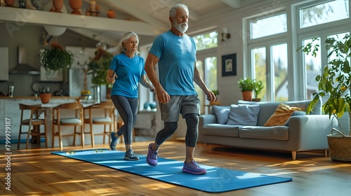Senior Fitness: Older Couple Demonstrating Physical Health