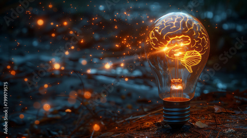 light bulb with brain, crea...