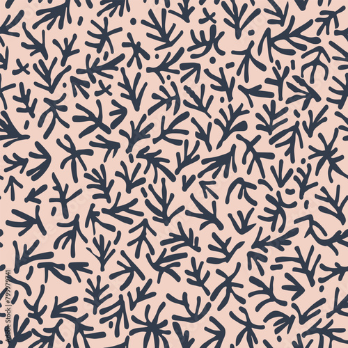 Two colour doodle seamless pattern