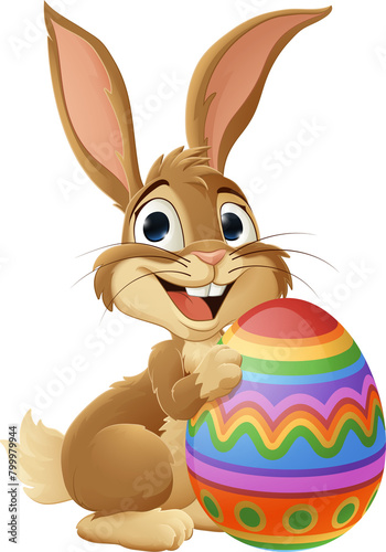Easter Bunny and Chocolate Egg Rabbit Cartoon