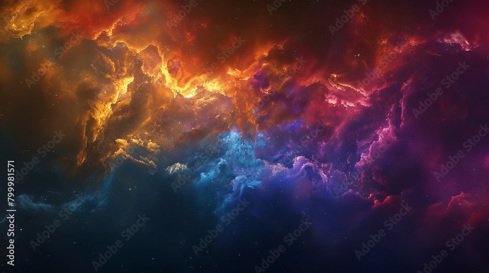 Vibrant space nebula: cosmic spectacle of colorful galaxy clouds, starry night sky, and supernova phenomenon - astronomy background for universe exploration and science enthusiasts