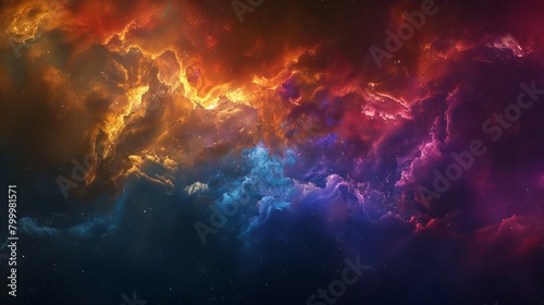 Vibrant space nebula: cosmic spectacle of colorful galaxy clouds, starry night sky, and supernova phenomenon - astronomy background for universe exploration and science enthusiasts © touseef