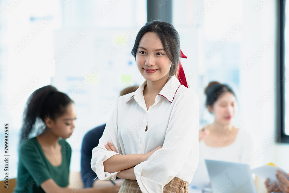 Asia young creative people in smart casual wear looking at camera in office workplace. Asia young creative people in smart casual wear looking at camera in office workplace.