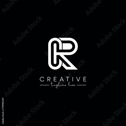 Creative Unique Letter CR RC Initial Based Stylish Line Logo Design Vector.