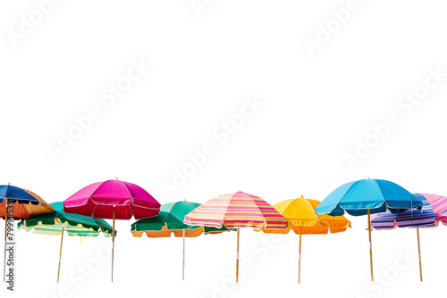 Beach Umbrellas On Transparent Background.