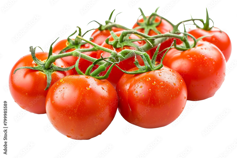 Tomatoes Cluster On Transparent Background.