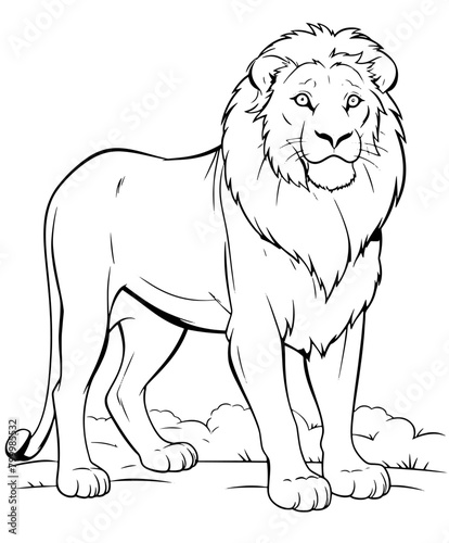 lion illustration coloring page