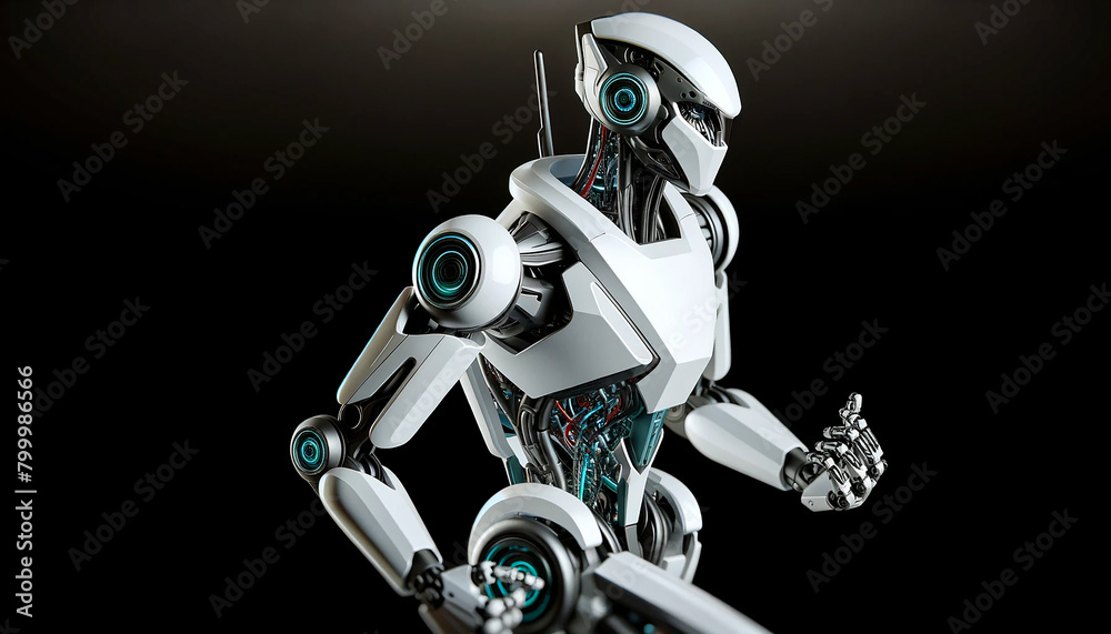 Female futuristic sci fi robot isolated on black background
Female futuristic sci fi robot isolated on black background