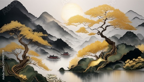Brush Strokes and Gold: Japanese Abstract Art for Elegant Interiors
