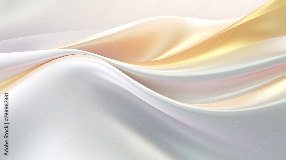 Fototapeta premium Abstract white wavy background with streaks of gold color. Textured backdrop. Elegant white modern architecture art.
