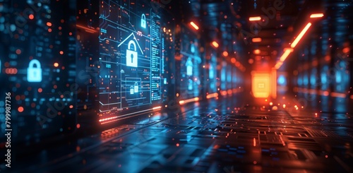 Secure and Modern Smart Home Icons with Enhanced Data Protection and Firewall Technology Cyber       security and protection of private information and data concept Firewall from hacker attack created by 