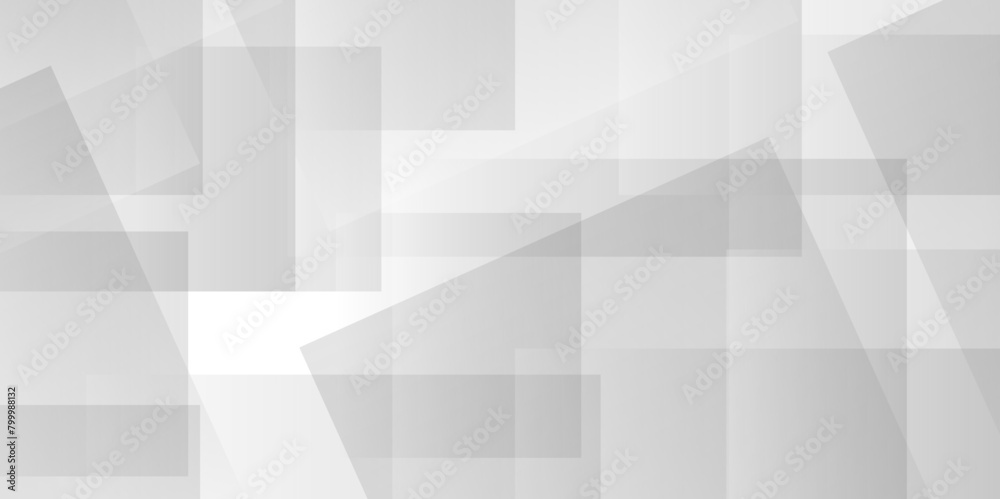 Obraz premium White color technology concept geometric line vector background. Abstract white and gray background design with layers of textured white transparent material in triangle and squares shapes.