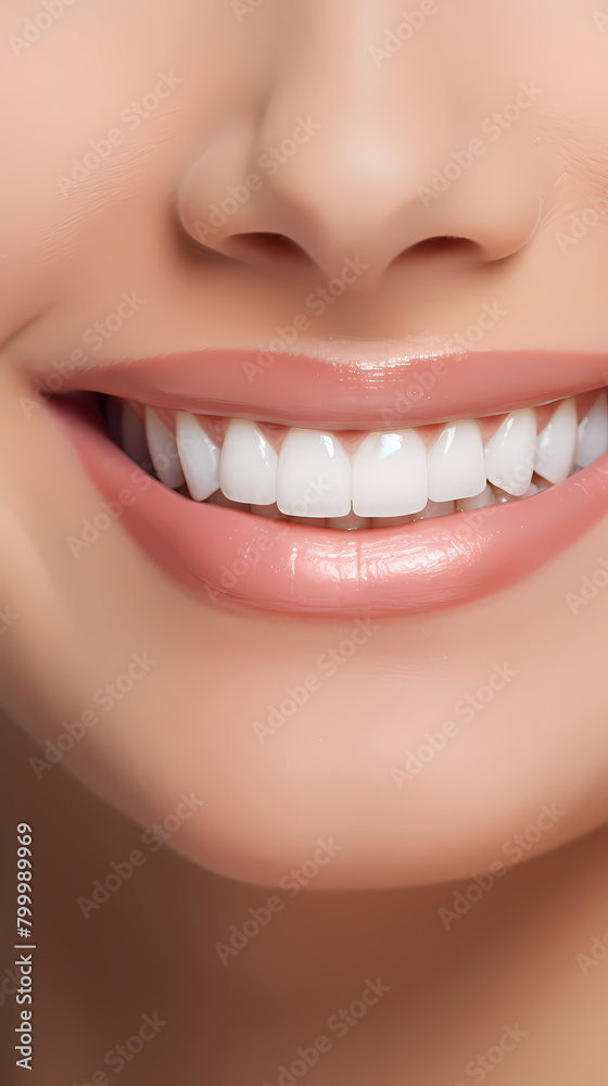 Close-up of a beautiful smiling woman with white teeth