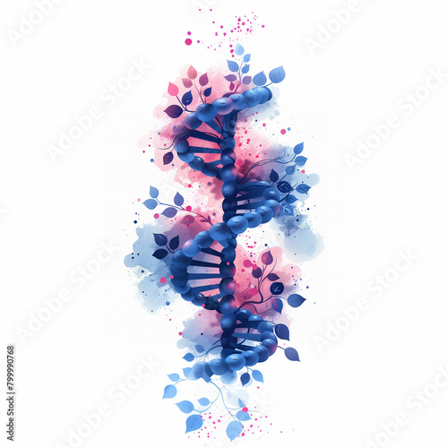 ADN en Style Géométrique : Illustration Minimaliste aux Couleurs Pastel