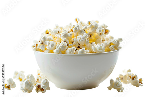 Bowl Popcorn On Transparent Background.