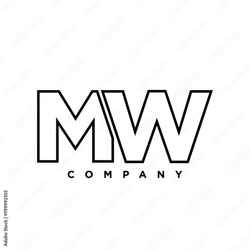 Letter M and W, MW logo design template. Minimal monogram initial based logotype.