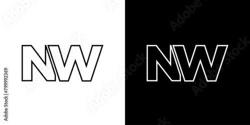 Letter N and W, NW logo design template. Minimal monogram initial based logotype. photo
