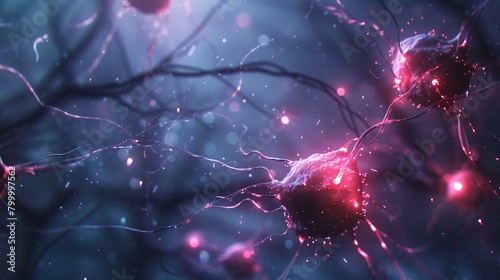 Vibrant neuron creation: abstract brain background for science and humanity exploration photo