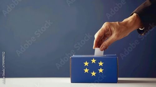 A person casting their vote into the ballot box