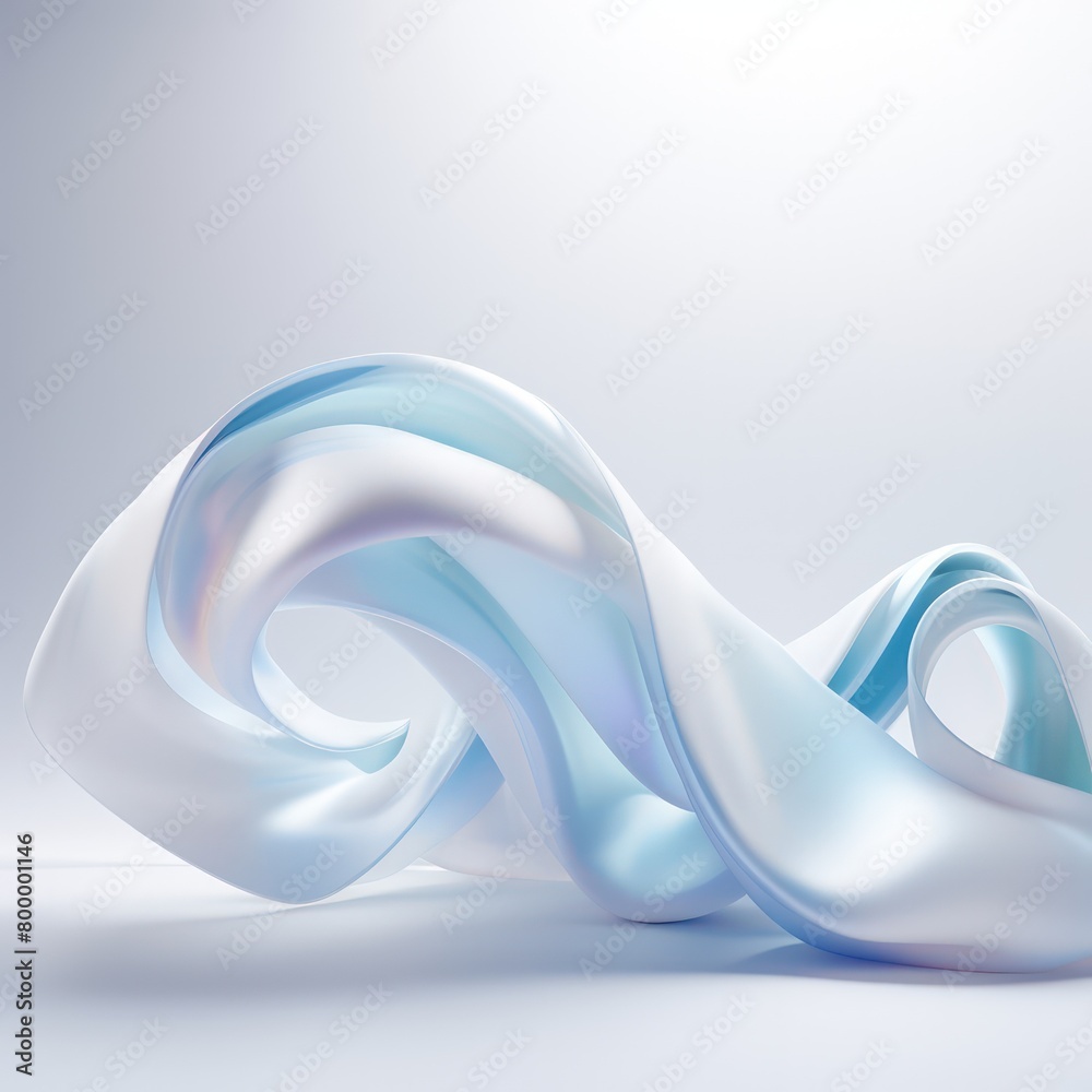 Blue and white fabric twists into a swirling pattern against a plain white background. Blue and white fabric twists into a swirling pattern against a plain white background.